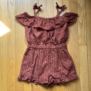 Janie and Jack brown gold striped romper